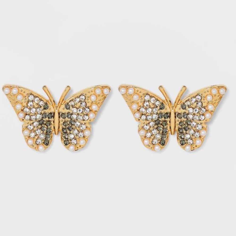 3/$25 SUGARFIX By BaubleBar Crystal Wing Butterfly Stud Earrings